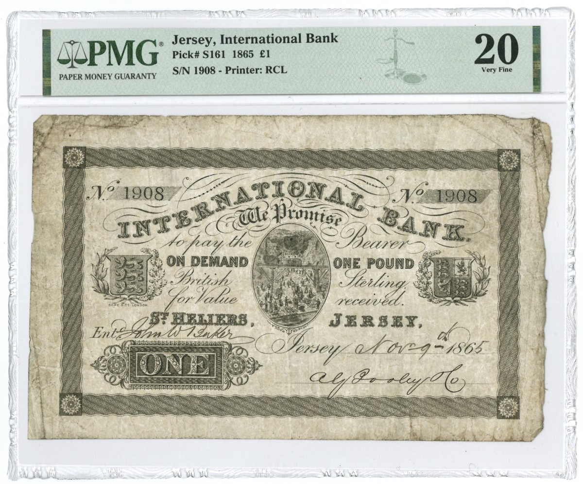 Jersey. 1 pound. Banknote. Type 1865. - PMG 20