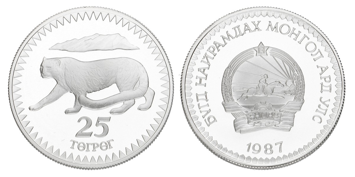 Mongolia. People's Republic. 25 Tögrög. 'World Wildlife Fund Series' 1987.