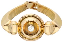 14K Geelgouden retro tubogaz armband met diamant.