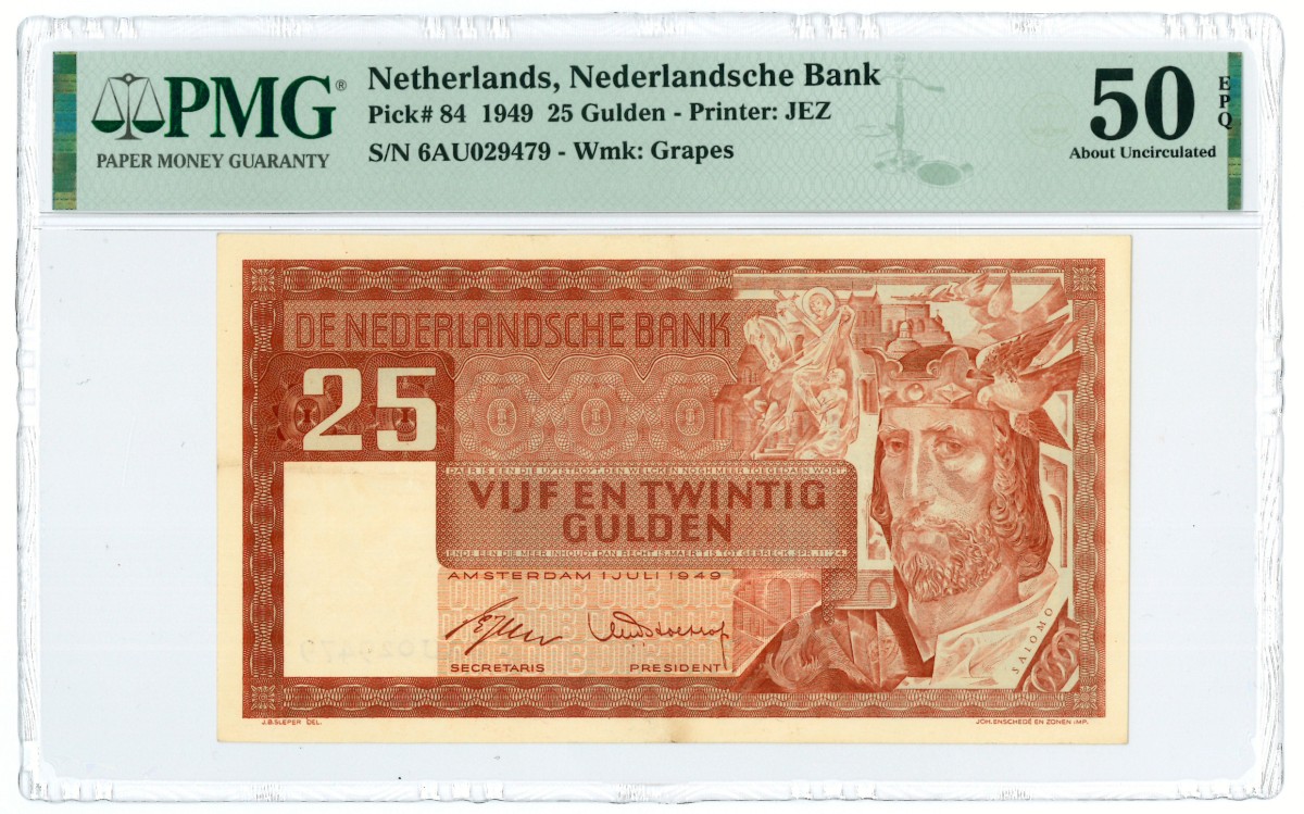 Nederland. 25 gulden. Bankbiljet. Type 1949. - PMG 50EPQ