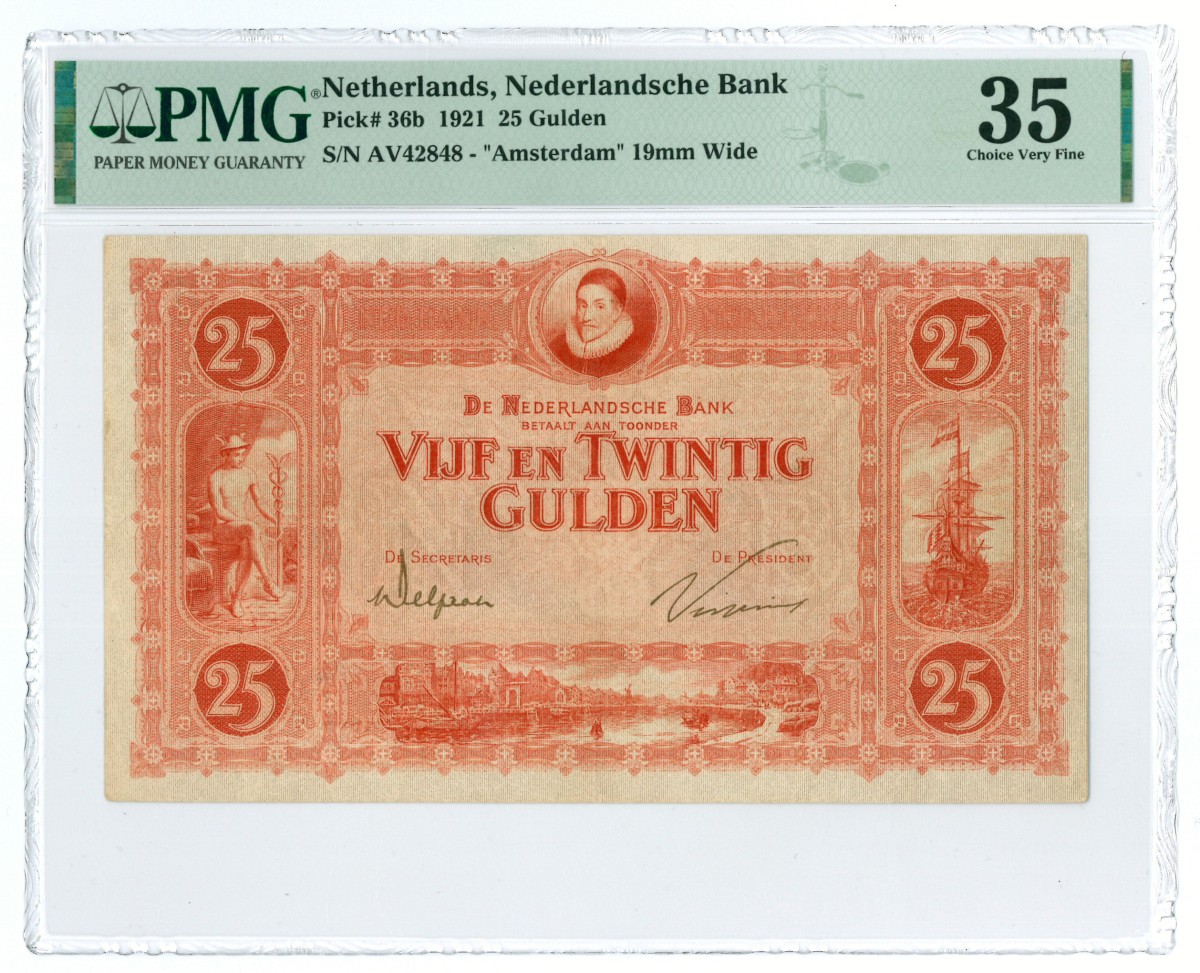 Nederland. 25 gulden. Bankbiljet. Type 1921. - PMG 35