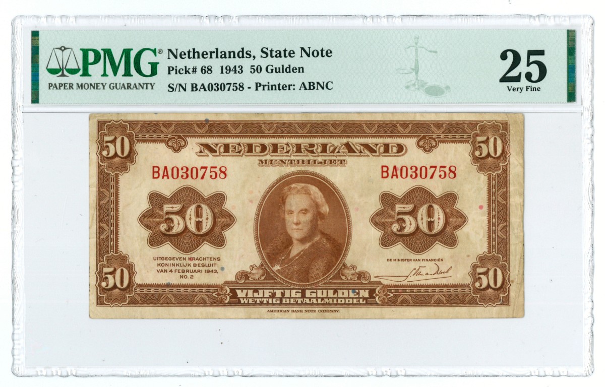 Nederland. 50 gulden. Muntbiljet. Type 1943. - PMG 25