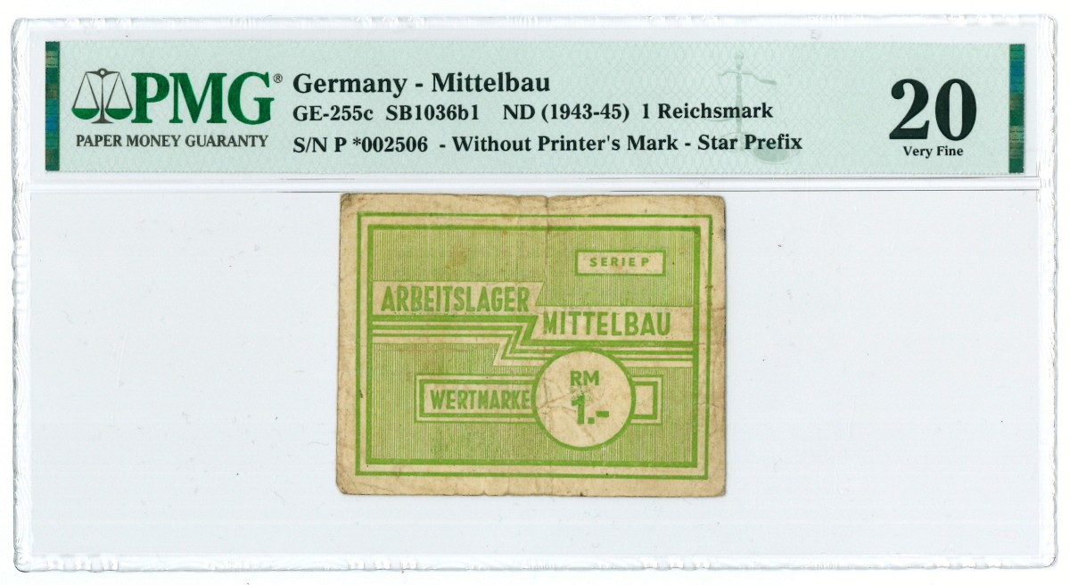 Duitsland. 1 reichsmark. Bankbiljet. Type 1943-1945. - PMG 20