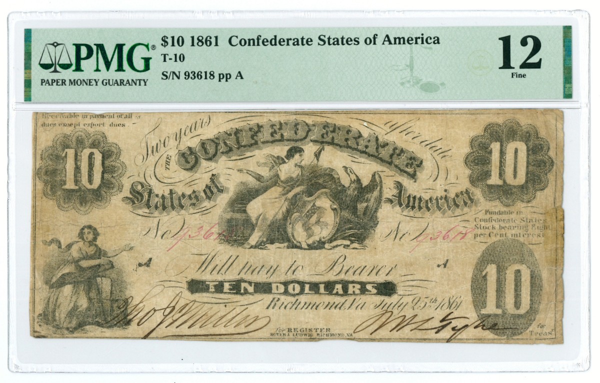 United States of America. 10 dollars. Banknote. Type 1861. - PMG 12