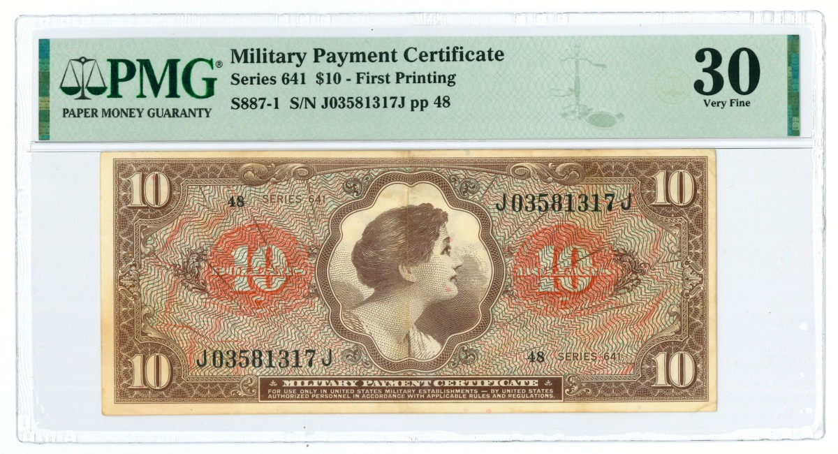 United States of America. 10 dollars. Military payment certificate. - PMG 30