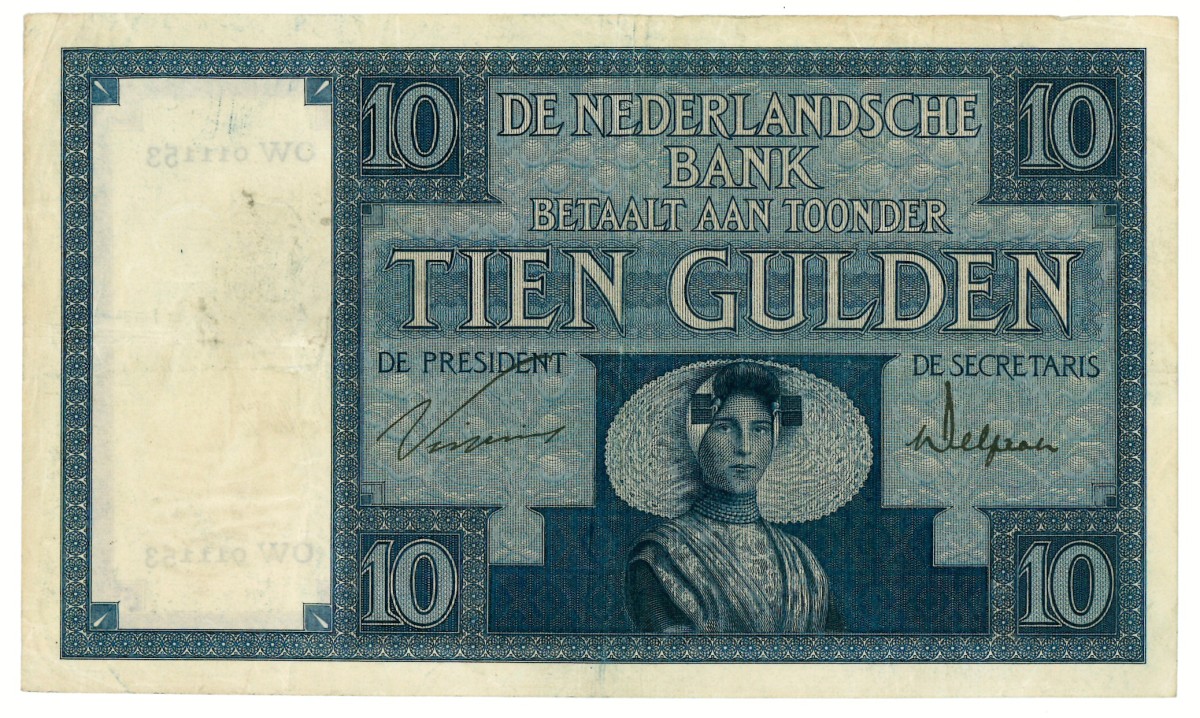 Nederland. 10 gulden. Bankbiljet. Type 1924. - Zeer Fraai +.