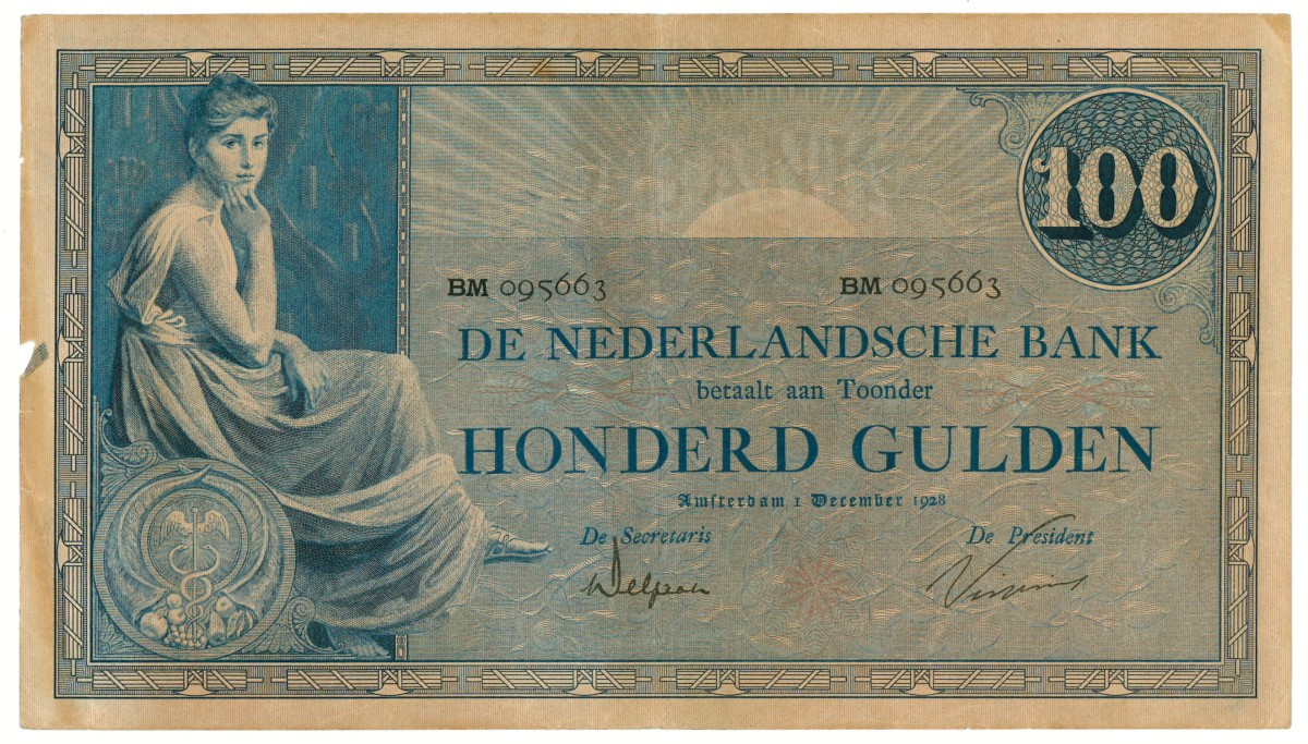 Nederland. 100 gulden. Bankbiljet. Type 1921. - Zeer Fraai.