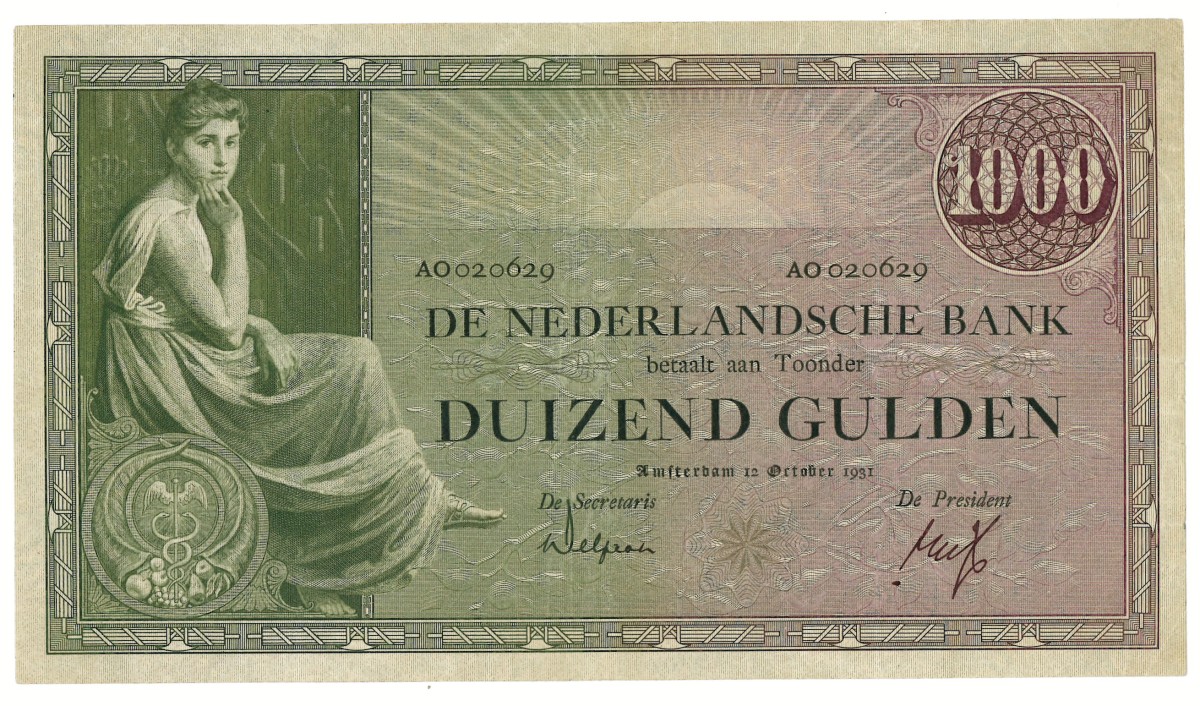 Nederland. 1000 gulden. Bankbiljet. Type 1926. - Zeer Fraai.