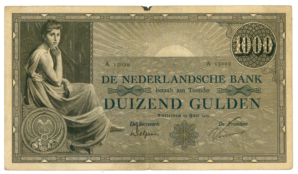 Nederland. 1000 gulden. Bankbiljet. Type 1919. - Zeer Fraai -.