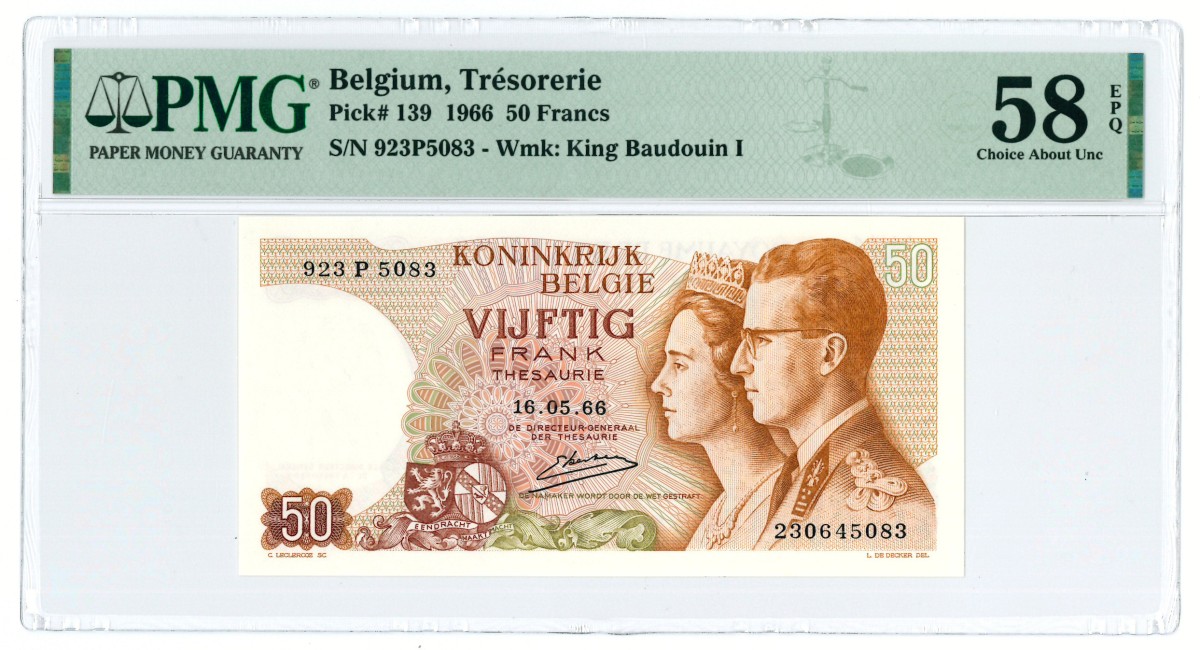 Belgium. 50 francs. Banknote. Type 1966. - About UNC.