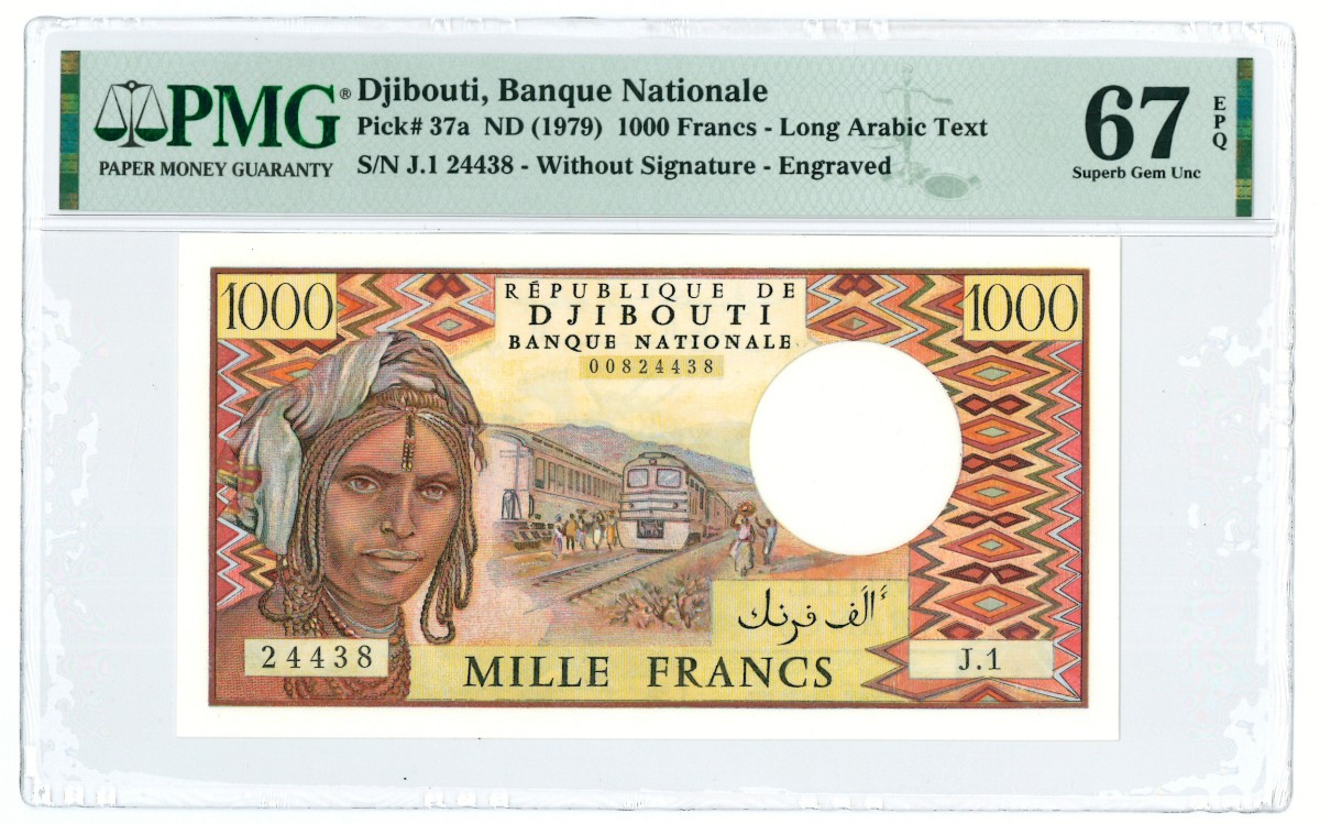 Djibouti. 1000 francs. Banknote. Type 1979. - PMG 67EPQ.