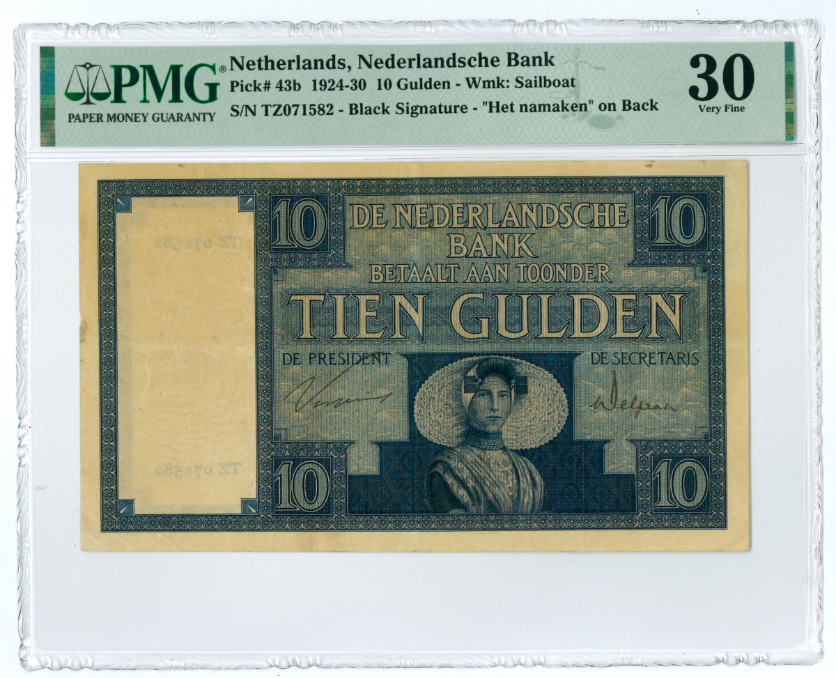 Nederland. 10 gulden. Bankbiljet. Type 1924. - PMG 30