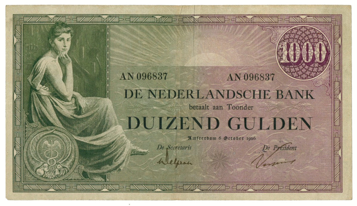 Nederland. 1000 gulden. Bankbiljet. Type 1926. - Fraai.