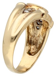 18K Geelgouden ring bezet met ca. 0.28 ct. natuurlijke smaragd en diamant.