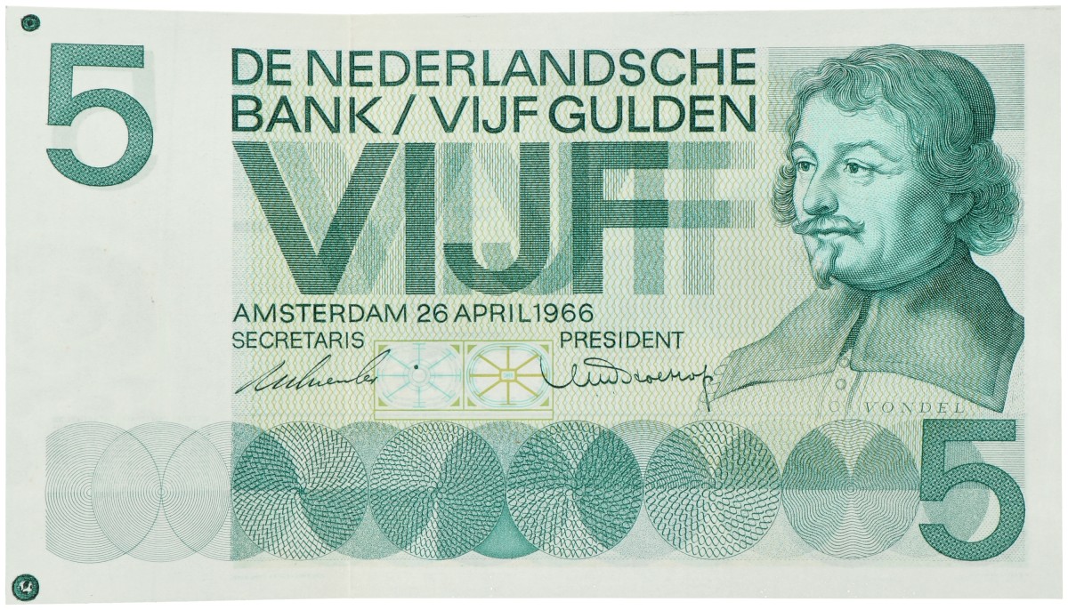 Nederland. 5 gulden. Proefdruk. Type 1966. - Prachtig.