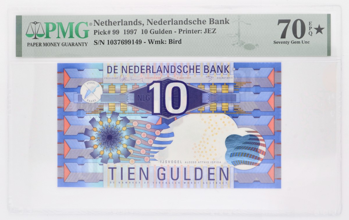 Nederland. 10 gulden. Bankbiljet. Type 1997. - PMG 70EPQ TOP POP 