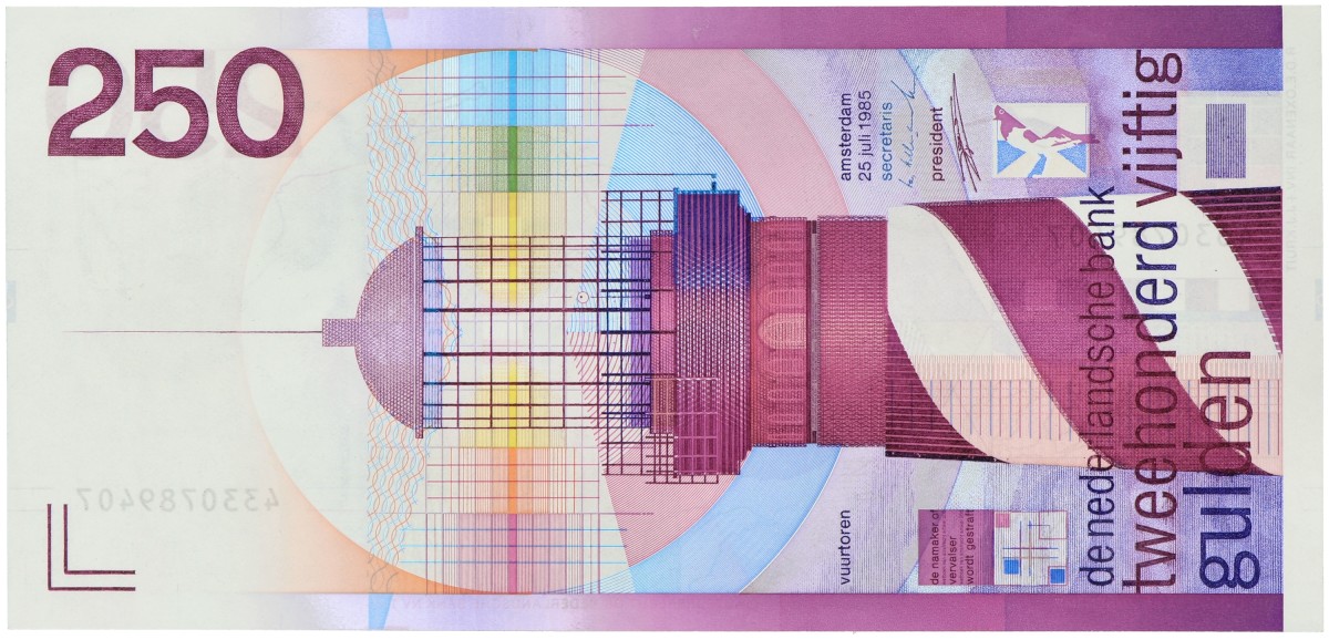 Nederland. 250 gulden. Bankbiljet. Type 1985. - Prachtig +.