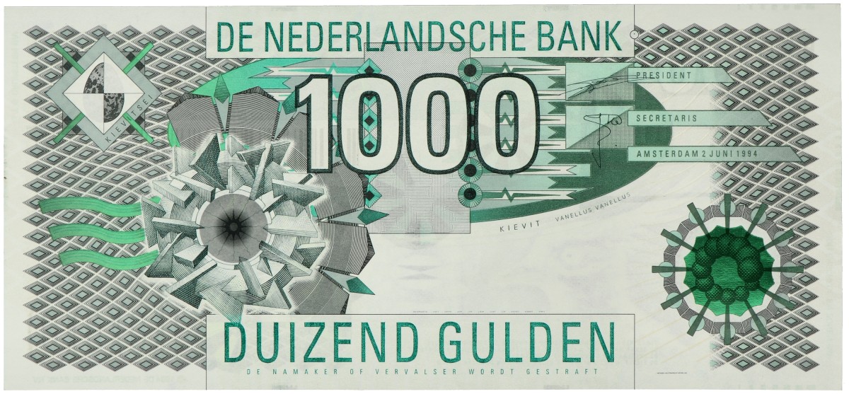 Nederland. 1000 gulden. Bankbiljet. Type 1994. - Nagenoeg UNC.