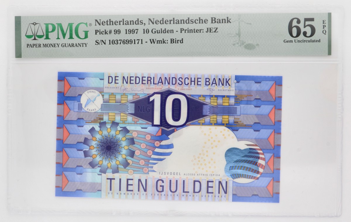 Nederland. 10 gulden. Bankbiljet. Type 1997. - PMG 65EPQ