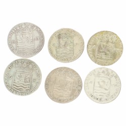 Lot (6) 6 Stuiver of Scheepjesschelling Zeeland 1750, 1755, 1763, 1780 (2) en 1793. Gemiddeld Zeer fraai.