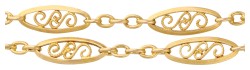 Antiek 18K geelgouden sautoir / tweerijig filigrain collier.