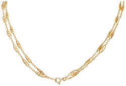 Antiek 18K geelgouden sautoir / tweerijig filigrain collier.