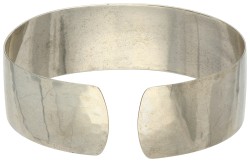 Finse jaren 1960 zilveren design cuff armband bezet met tijgeroog.