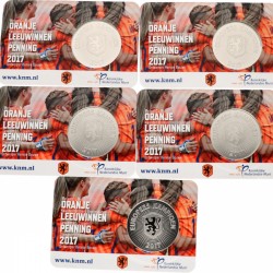 Nederland. Lot (5) Oranje Leeuwinnenpenning in Coincard. 2017.