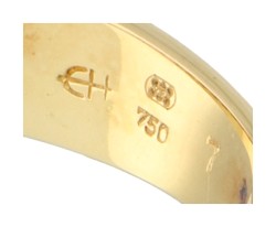 18K Geelgouden demi-alliance ring met natuurlijke robijn.