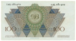 Nederland. 100 gulden. Misdruk - nul omhoog. Type 1947. - Prachtig.