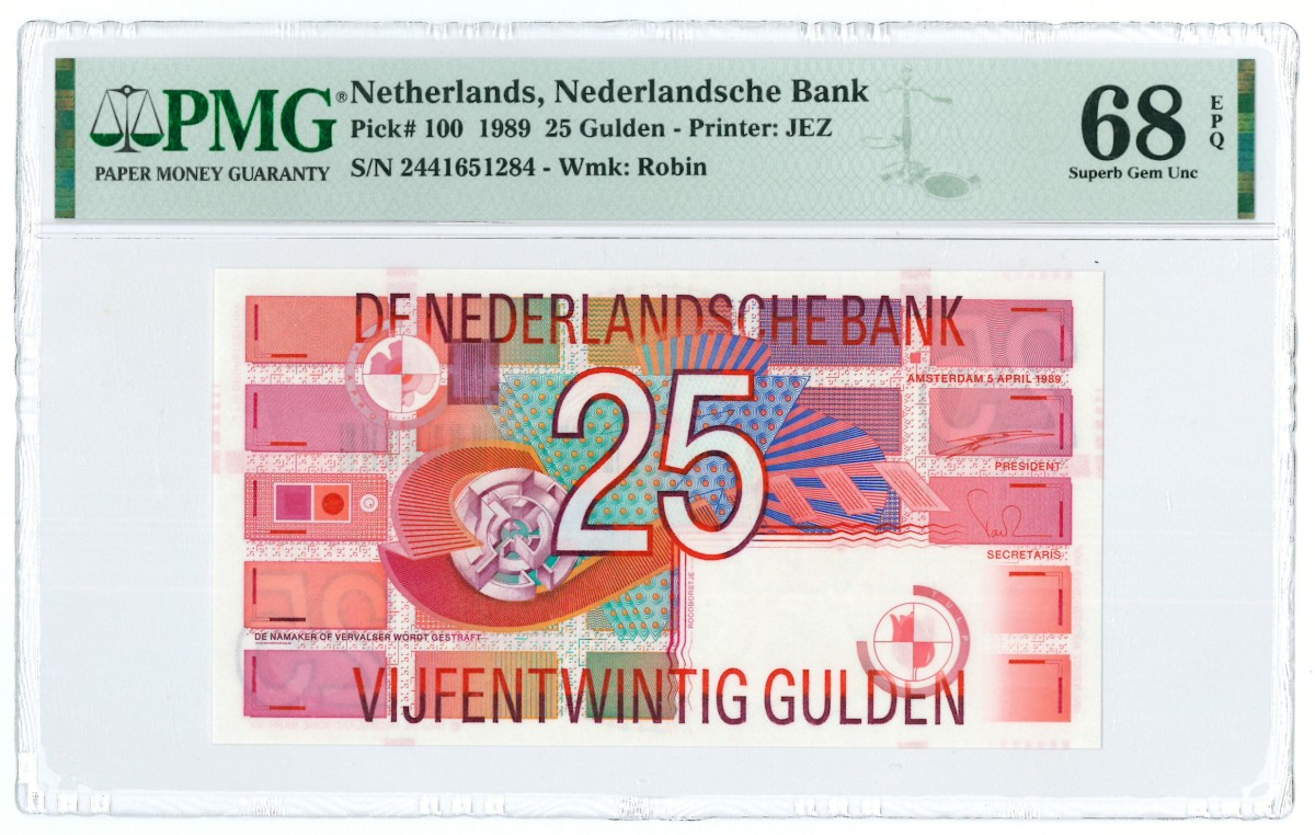 Nederland. 25 gulden. Bankbiljet. Type 1989. - PMG 68EPQ.