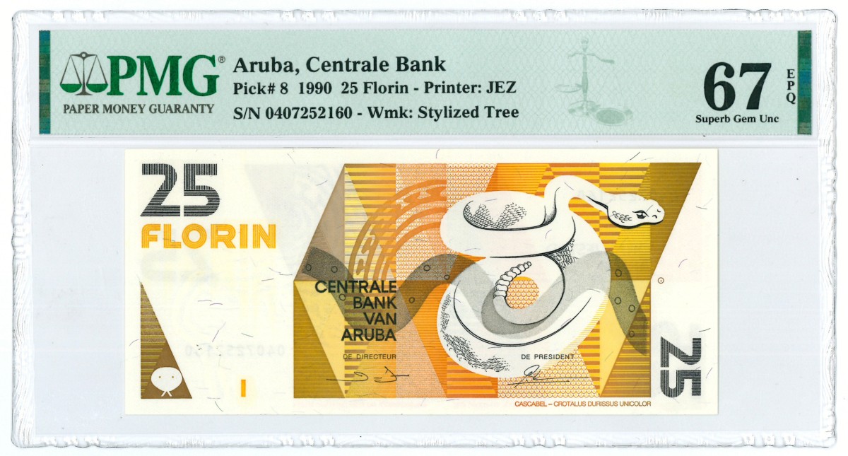 Aruba. 25 florin. Banknote. Type 1990. - PMG 67EPQ.