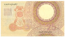 Nederland. 25 gulden. Misdruk - mist kleur. Type 1955. - Zeer Fraai.