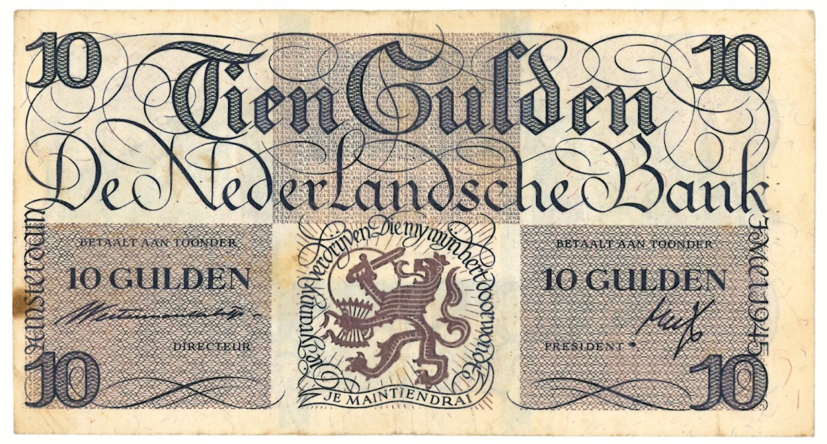 Nederland. 10 gulden. Misdruk. Type 1945. - Fraai / Zeer Fraai.