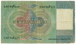 Nederland. 10 gulden. Misdruk - mist kleur. Type 1940. - Fraai.