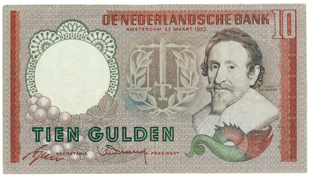 Nederland. 10 gulden. Misdruk - kleurafwijking. Type 1953. - Zeer Fraai.