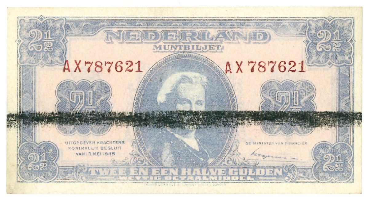 Nederland. 2½ gulden. Misdruk - van kleur af. Type 1945. - Prachtig.