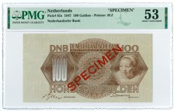 Nederland. 100 gulden. Specimen. Type 1947. - PMG 53