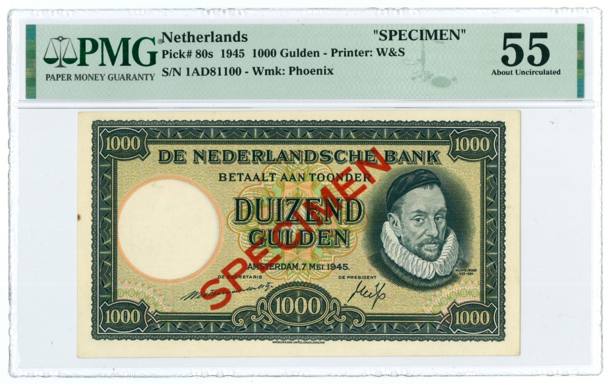 Nederland. 1000 gulden. Specimen. Type 1945. - PMG 55.