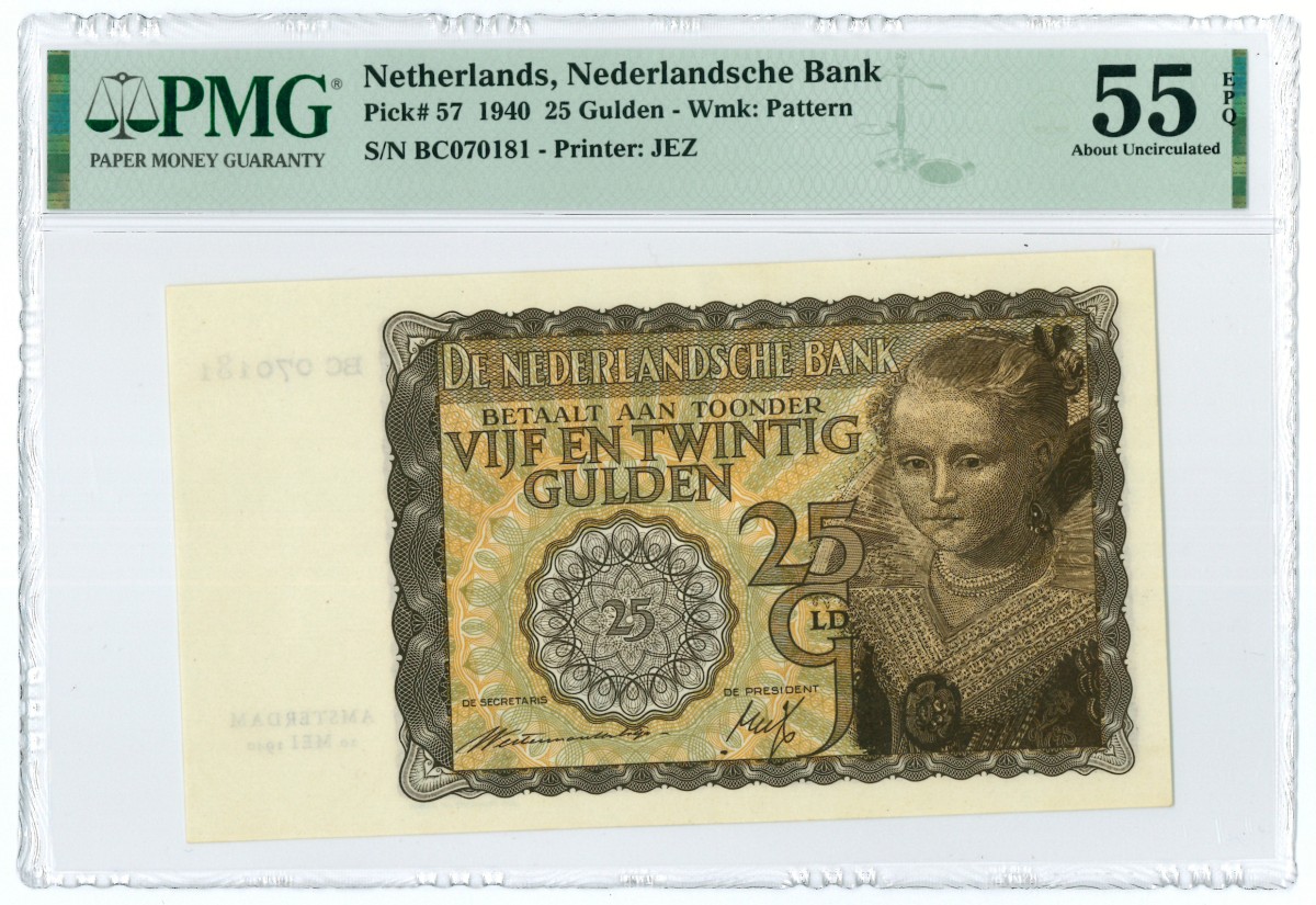 Nederland. 25 gulden. Bankbiljet. Type 1940. - PMG 55EPQ.