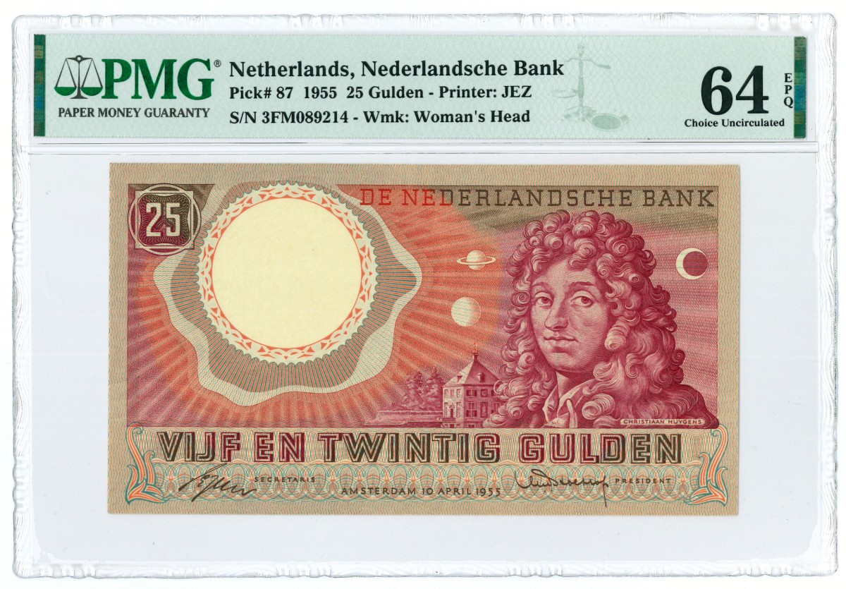 Nederland. 25 gulden. Bankbiljet. Type 1955. - PMG 64EPQ.