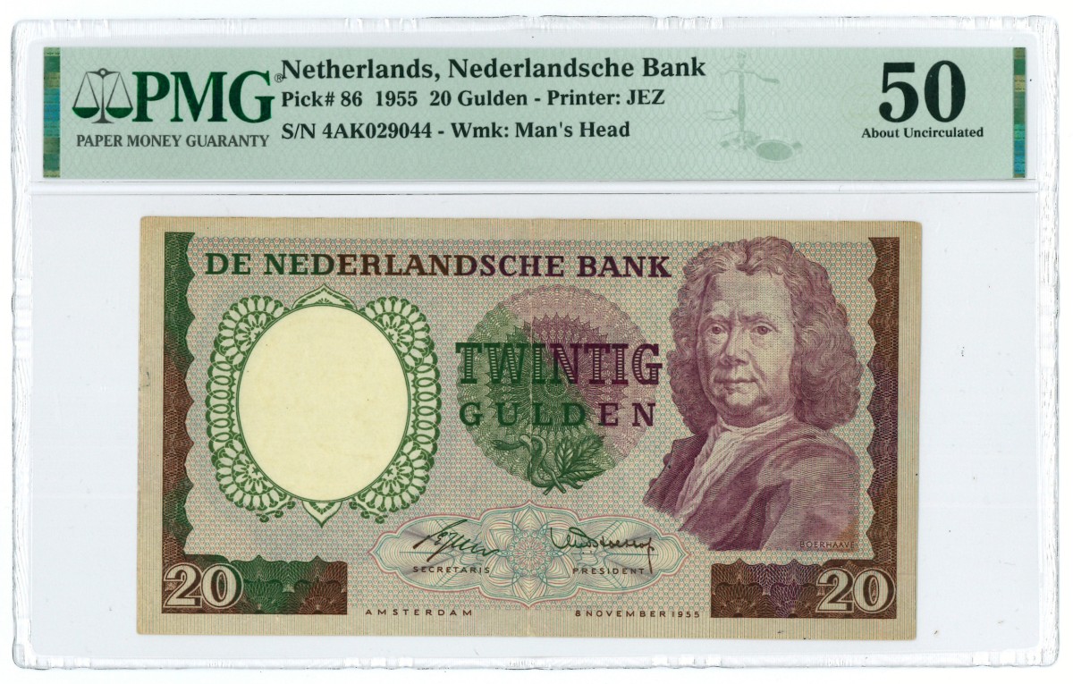 Nederland. 20 gulden. Bankbiljet. Type 1955. - PMG 50.