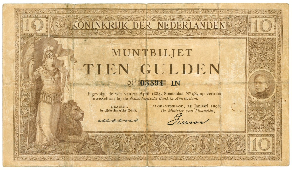 Nederland. 10 gulden. Muntbiljet. Type 1894. - Fraai +.