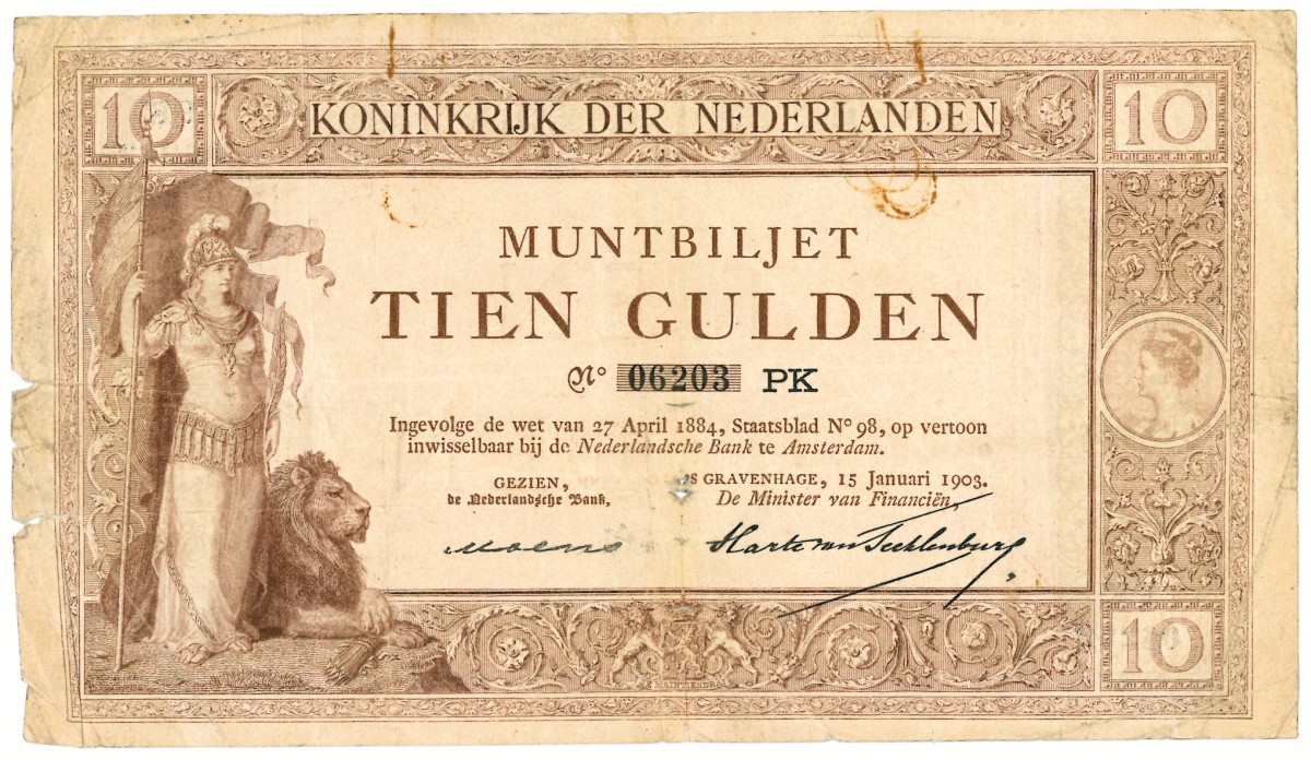 Nederland. 10 gulden. Muntbiljet. Type 1898. - Fraai.