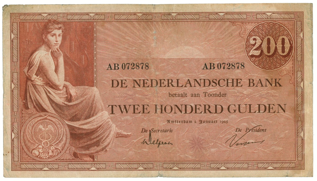 Nederland. 200 gulden. Bankbiljet. Type 1921. - Zeer Fraai -.