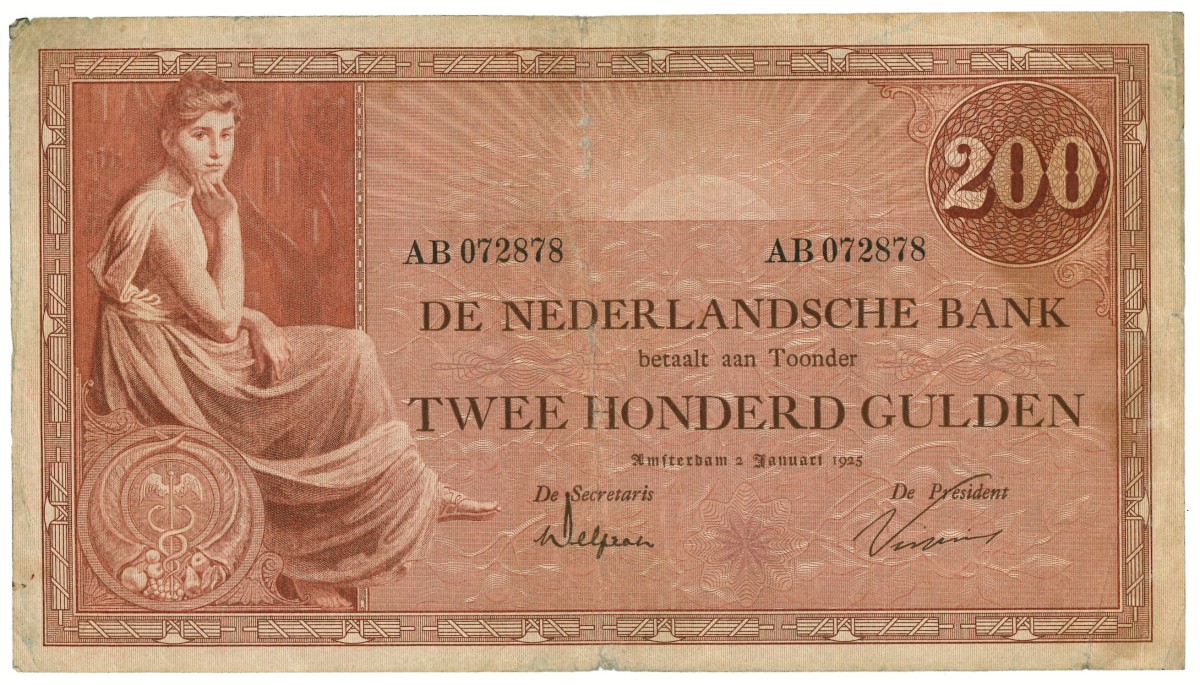 Nederland. 200 gulden. Bankbiljet. Type 1921. - Zeer Fraai -.