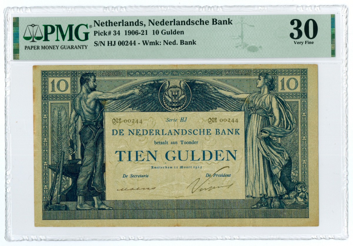 Nederland. 10 gulden. Bankbiljet. Type 1904. - PMG 30.