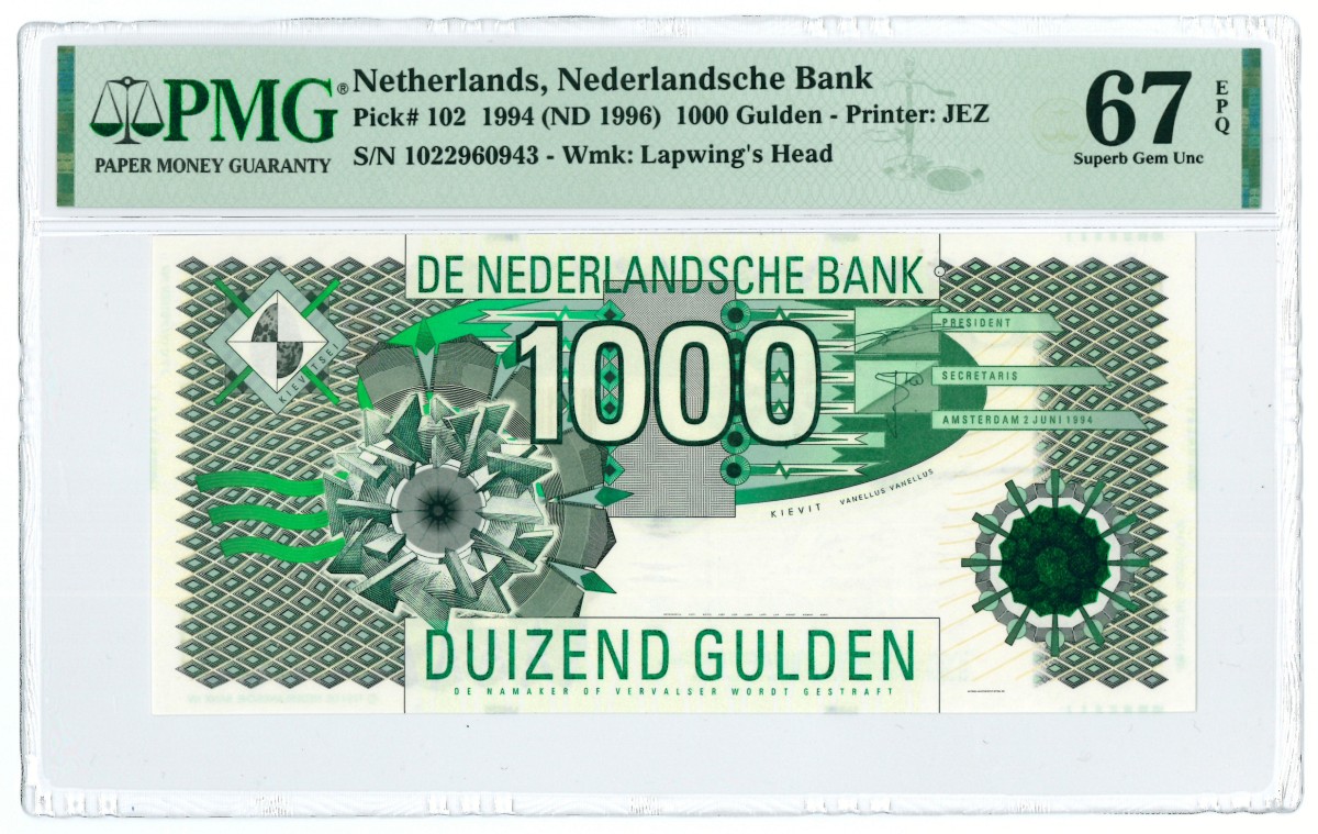 Nederland. 1000 gulden. Bankbiljet. Type 1994. - PMG 67EPQ.