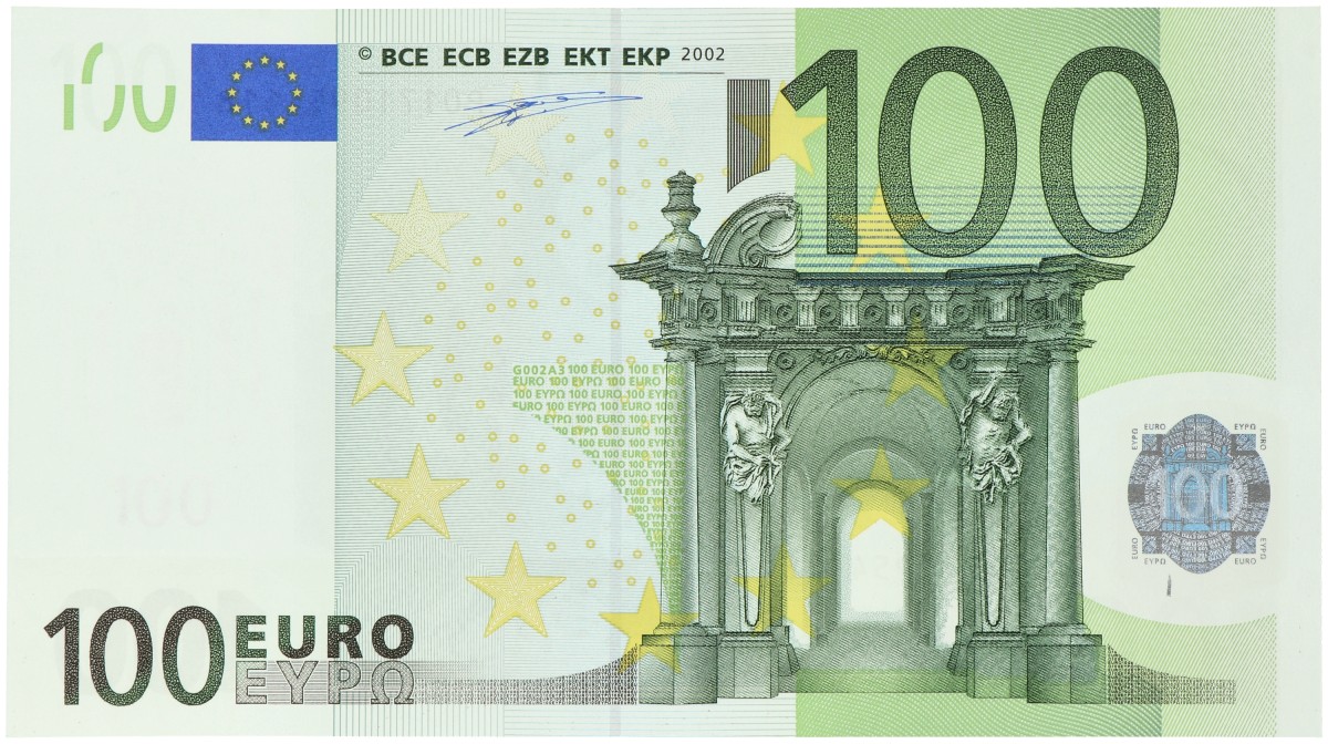 Nederland. 100 euro. Misdruk - droppel op hologram. Type 2002. - UNC.