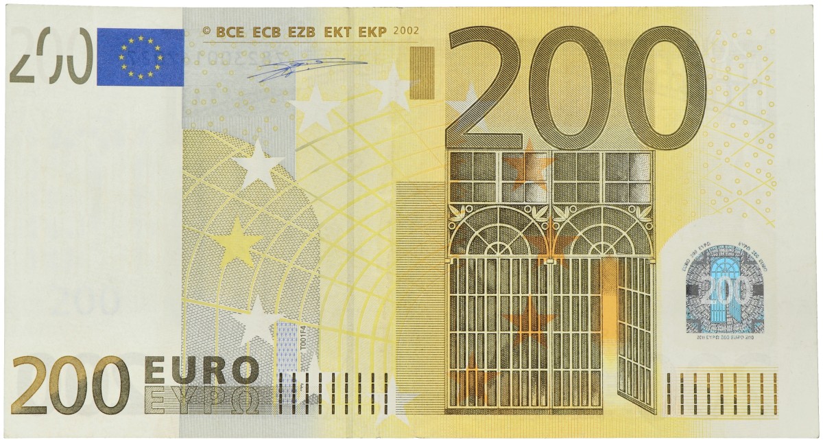 Nederland. 200 euro. Misdruk - gedecentreerd. Type 2002. - Zeer Fraai.